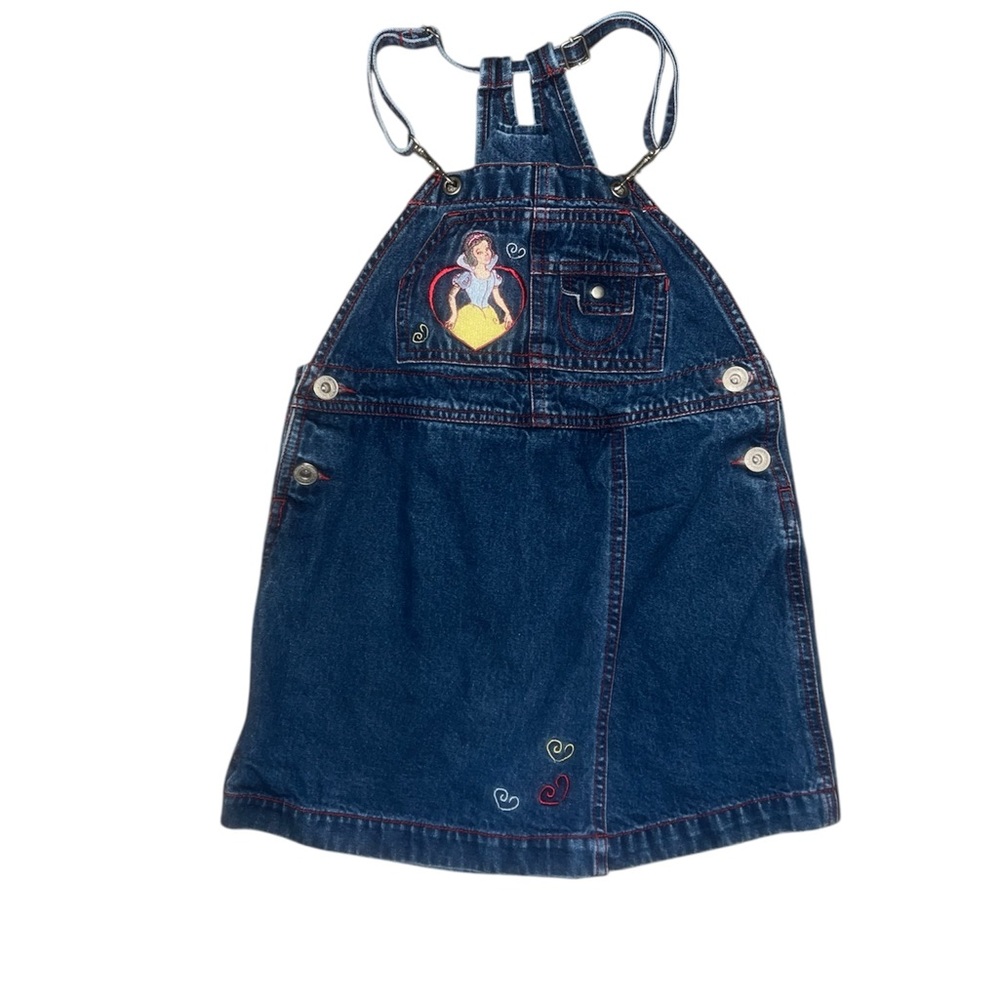 Vintage Disney Snow White Classics Denim Overall Dress Embroidered Size 5